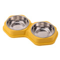 Double Bowl Pet Feeder Non Slip Base Durable PP Stainless Steel Easy
