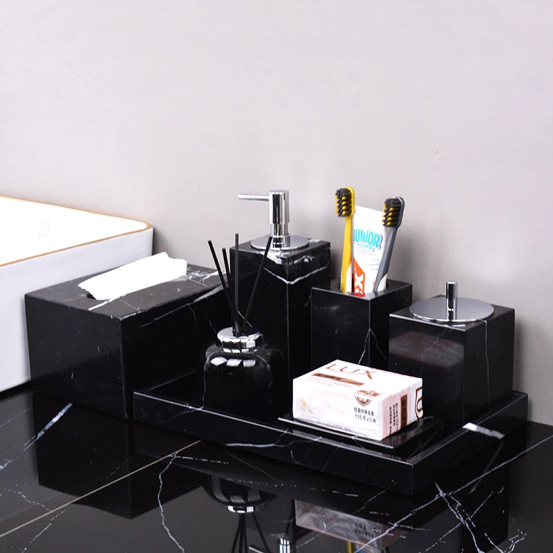 Black Marquina Natural Marble Bathroom Accessories Luxury Nero