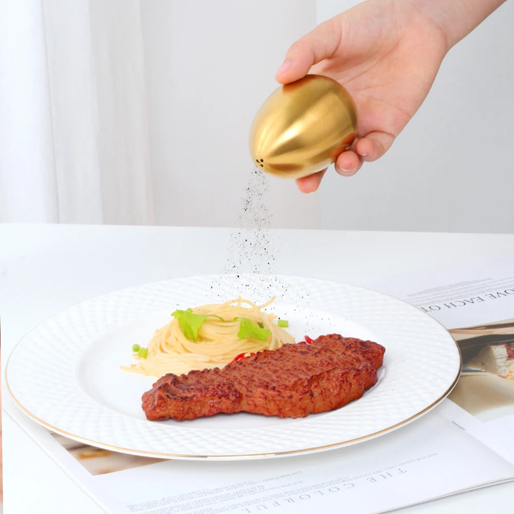 1/2PCS Salt Spice Pepper Shaker Stainless Steel Egg Shaped Condiment