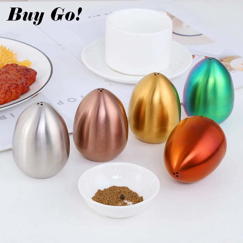 1/2PCS Salt Spice Pepper Shaker Stainless Steel Egg Shaped Condiment