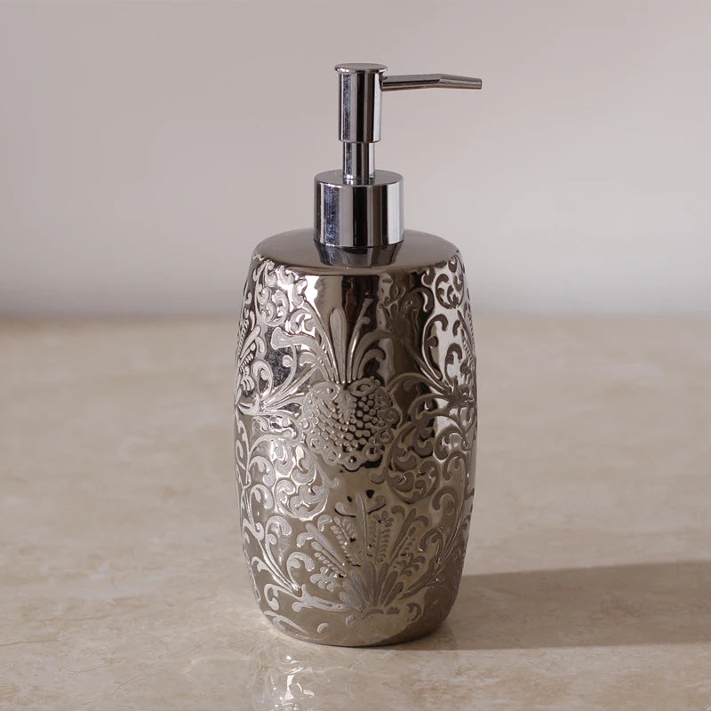 Silver Ceramics Shampoo Bottles Bathroom Accessories Shower Gel