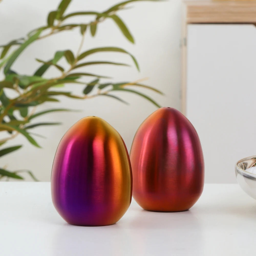 1/2PCS Salt Spice Pepper Shaker Stainless Steel Egg Shaped Condiment Bottle Kitchen Gadgets Metal Salt Pepper Holder Seasoning