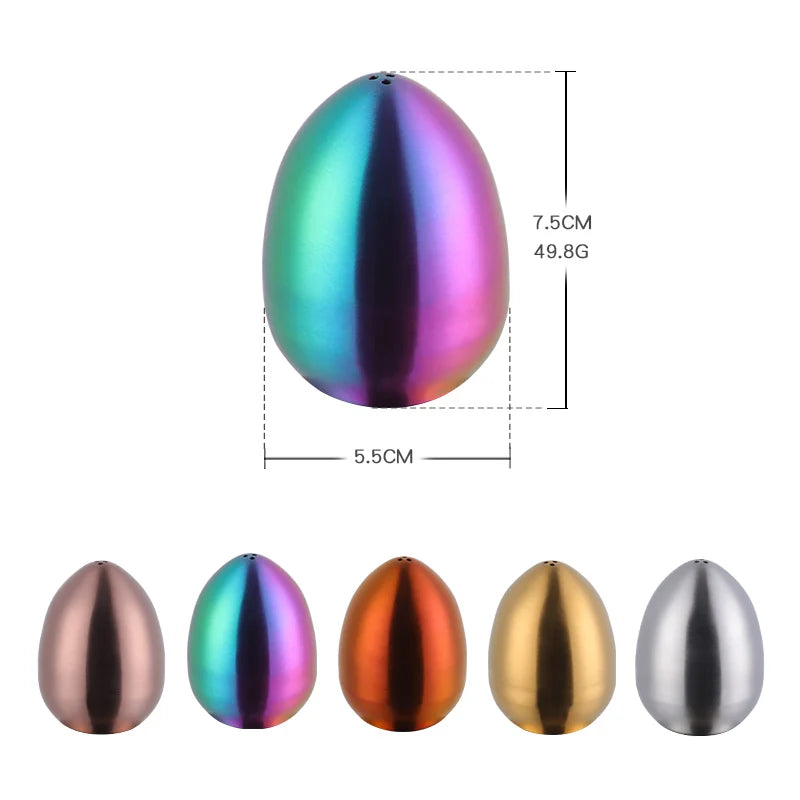 1/2PCS Salt Spice Pepper Shaker Stainless Steel Egg Shaped Condiment