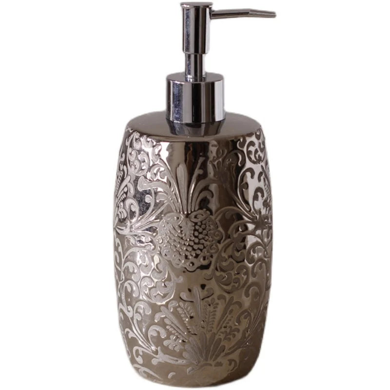 Silver Ceramics Shampoo Bottles Bathroom Accessories Shower Gel