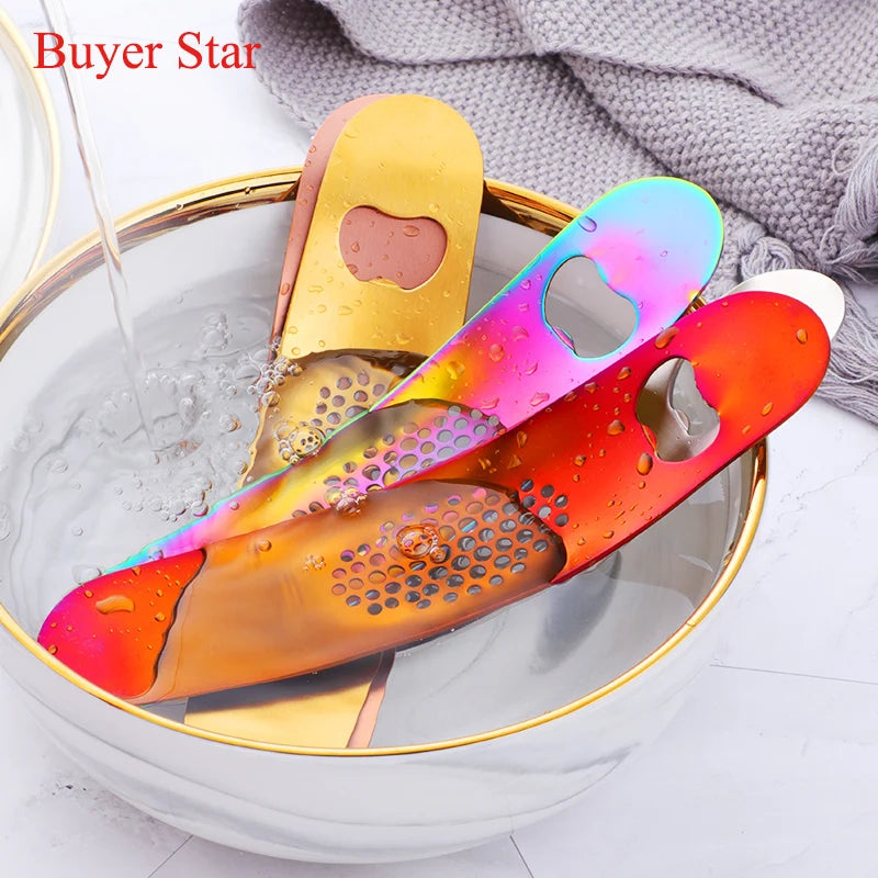 2in1 Gold Stainless Steel Garlic Press Crusher Cooking Tools Kitchen