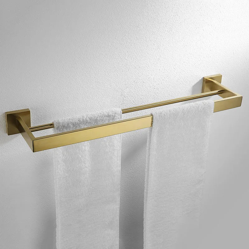 Gold Brushed Bathroom Accessories Hardware Towel Bar Rail Toilet