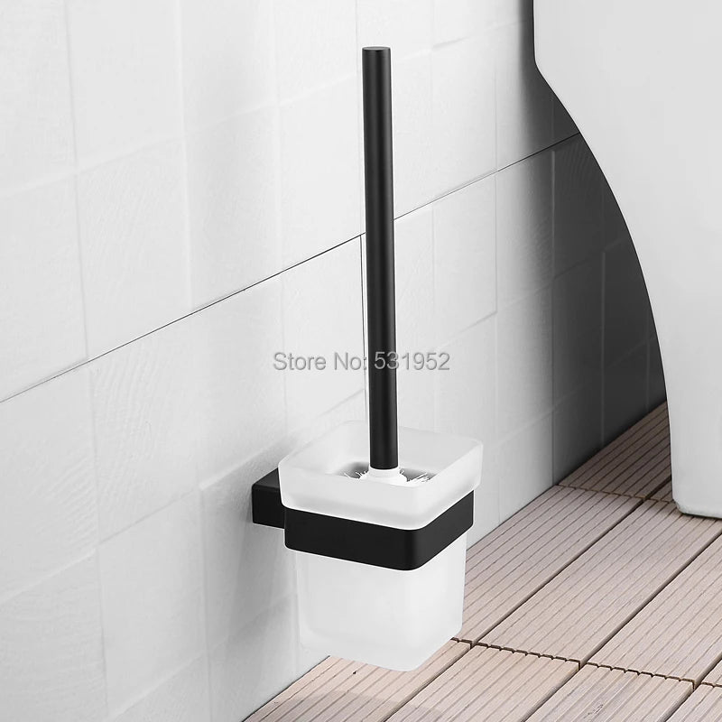 Matte Black Bathroom Hardware Towel Rack Shelf Hook Tissue Paper