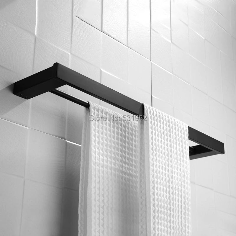 Matte Black Bathroom Hardware Towel Rack Shelf Hook Tissue Paper