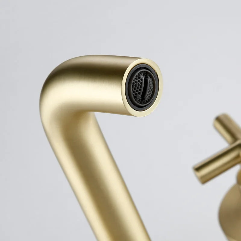 Smesiteli Modern Rose Gold Basin Faucet Double Handle Brass Surface