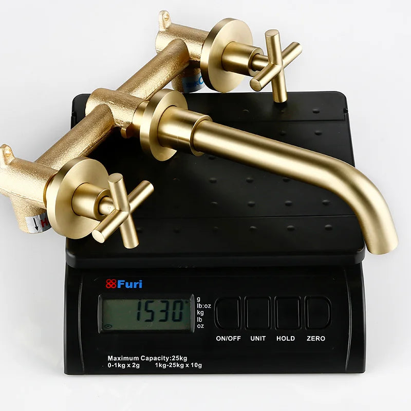 Smesiteli Modern Rose Gold Basin Faucet Double Handle Brass Surface