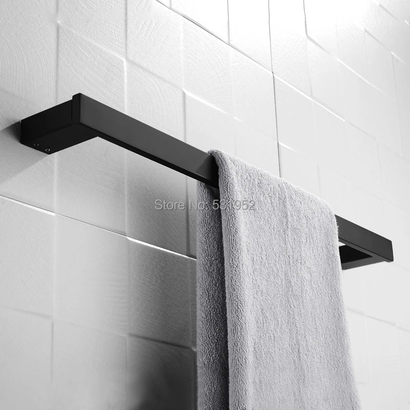 Matte Black Bathroom Hardware Towel Rack Shelf Hook Tissue Paper