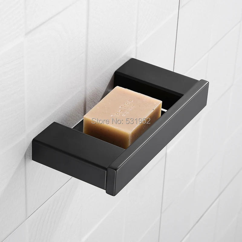 Matte Black Bathroom Hardware Towel Rack Shelf Hook Tissue Paper