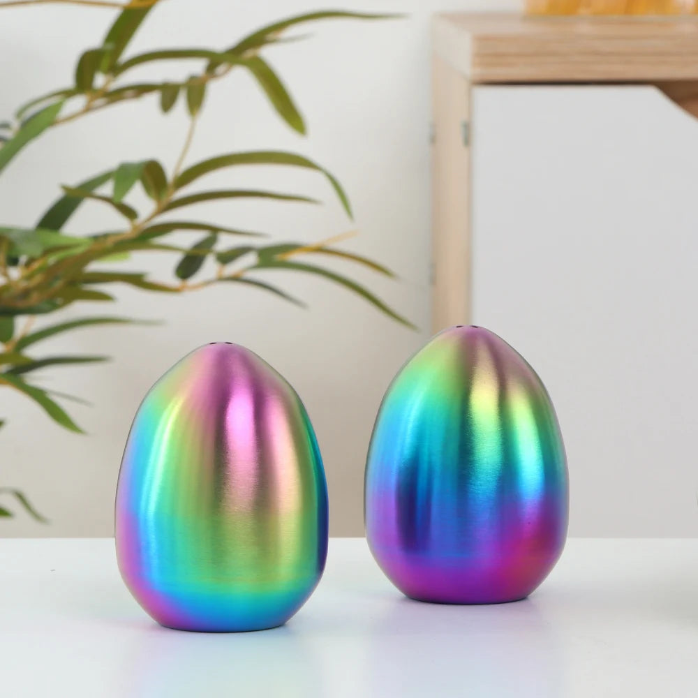 1/2PCS Salt Spice Pepper Shaker Stainless Steel Egg Shaped Condiment Bottle Kitchen Gadgets Metal Salt Pepper Holder Seasoning