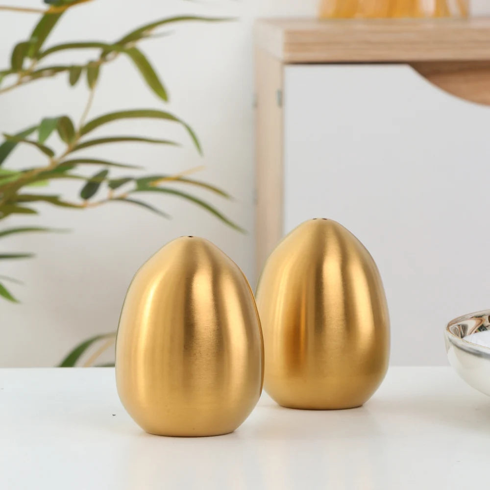 1/2PCS Salt Spice Pepper Shaker Stainless Steel Egg Shaped Condiment Bottle Kitchen Gadgets Metal Salt Pepper Holder Seasoning