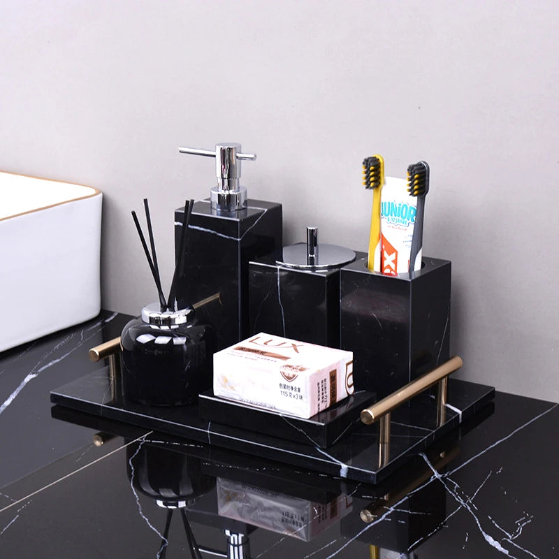 Black Marquina Natural Marble Bathroom Accessories Luxury Nero