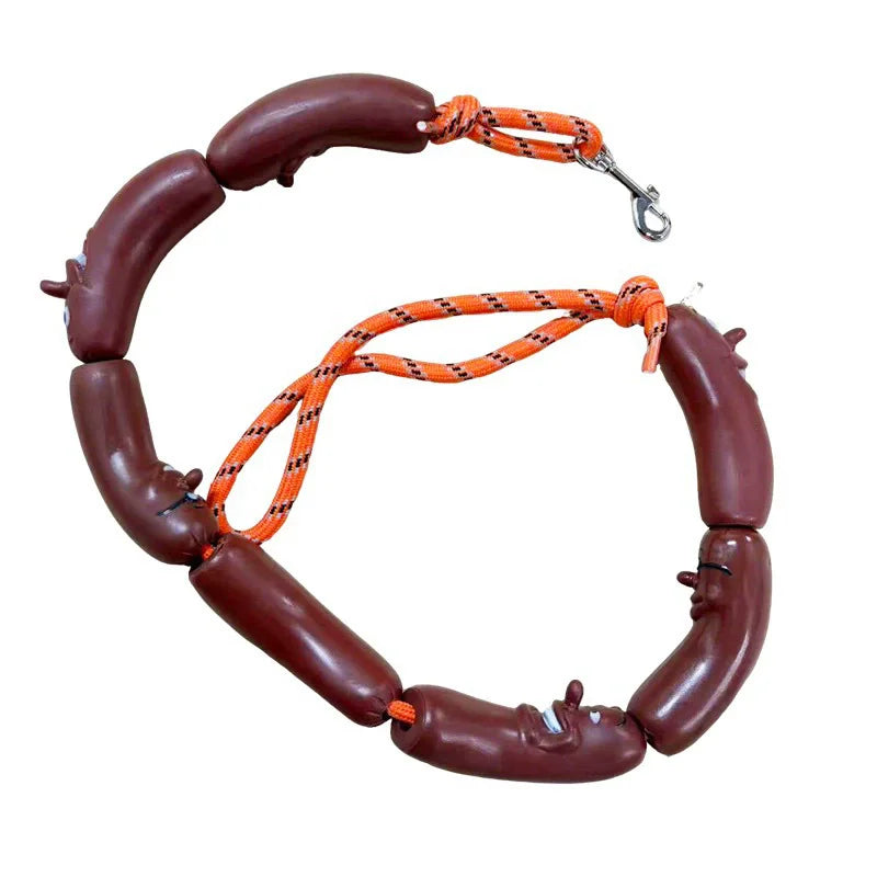 Funny Sausage Shaped Dog Leash, Novelty Hot Dog Waliking Rope Durable