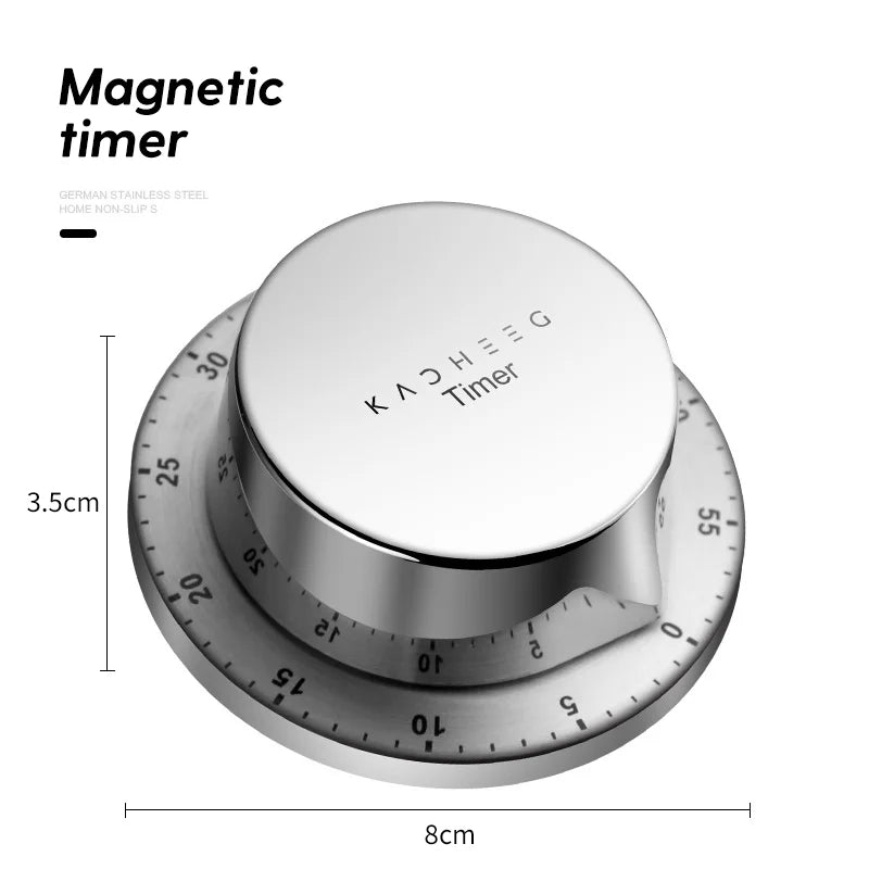 Stainless Steel Kitchen Timer with Magnetic Base Mechanical Cooking