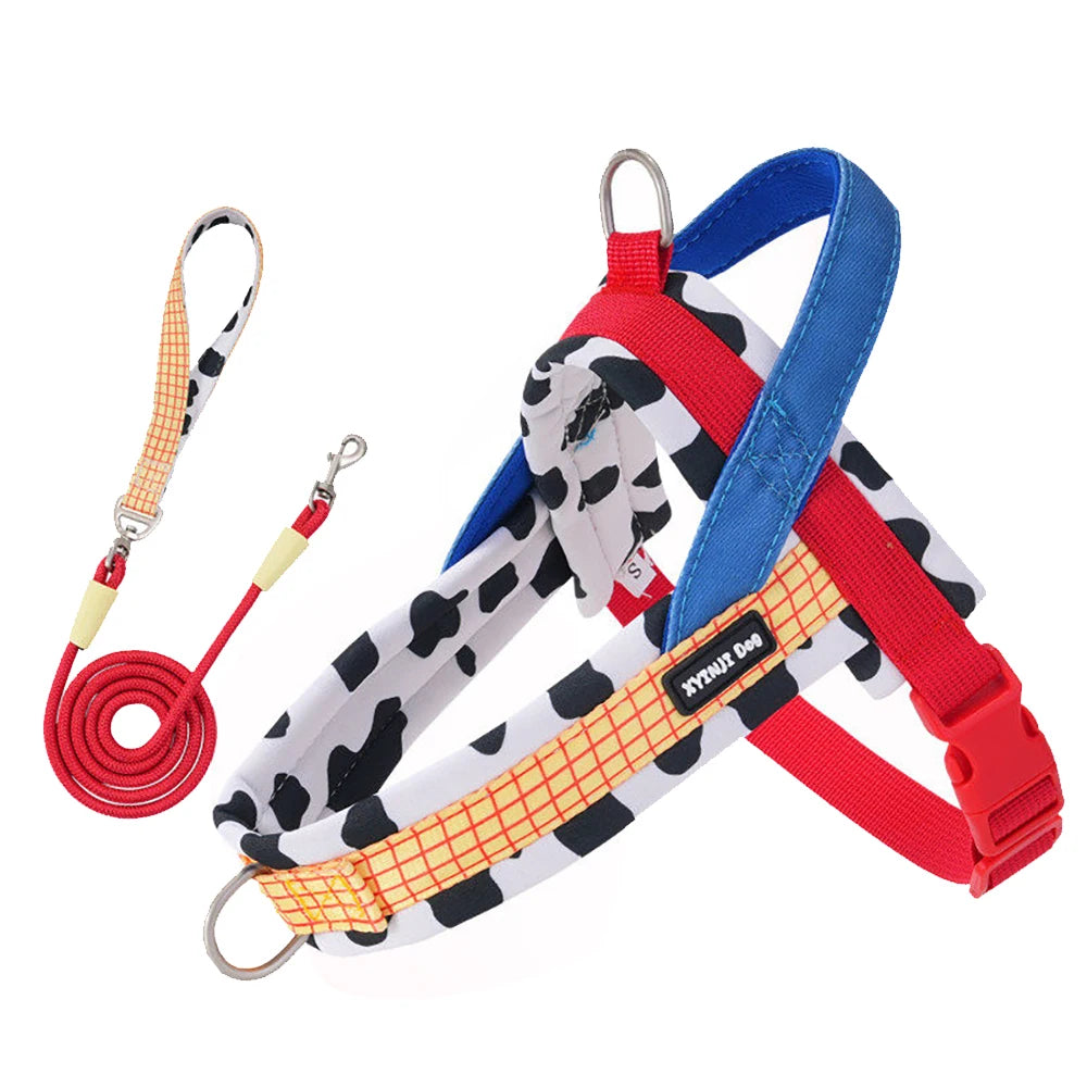 Dog Harness and Leash Set, Saddle Style Plaid Adjustable Puppy Vest