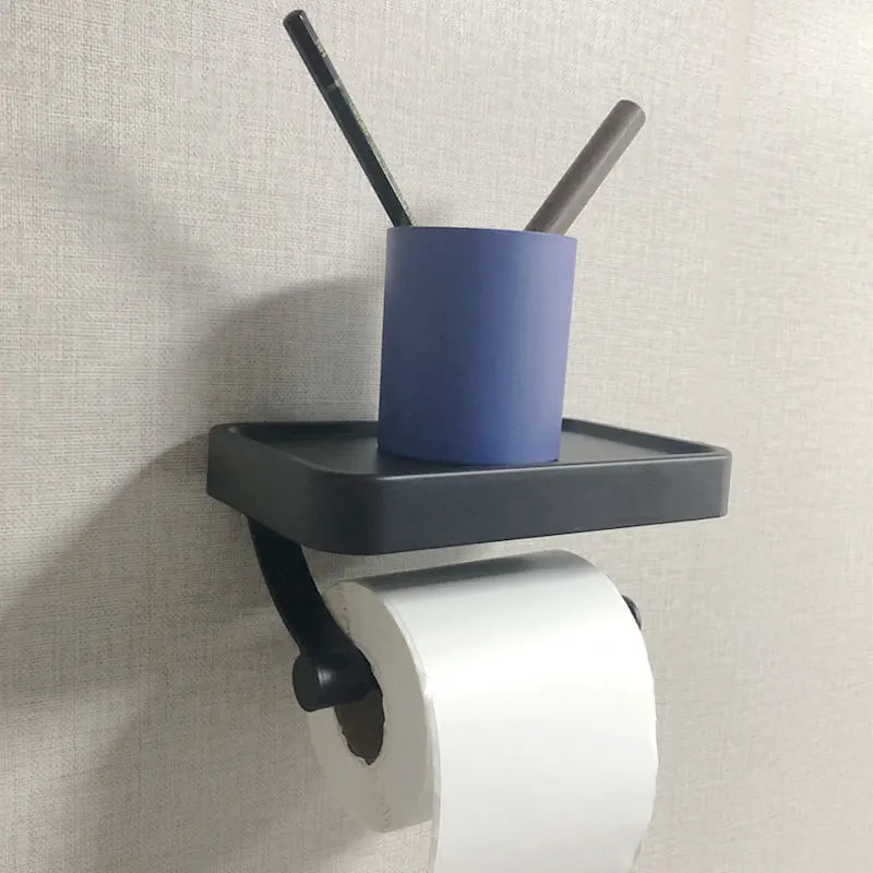 Nail Free Grey Toilet Paper Holder Aluminum Wall Mounted Toilet Paper