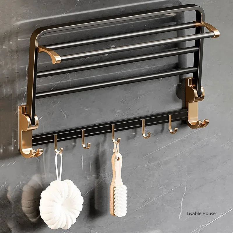 gold Bathroom Shelf Hook Toilet Paper Holder Toilet Brush Towel