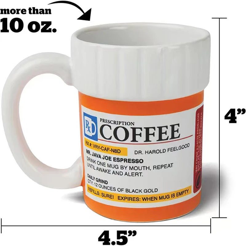 Creative Ceramic Coffee cup Medicine Bottle Mug Breakfast Milk Pot