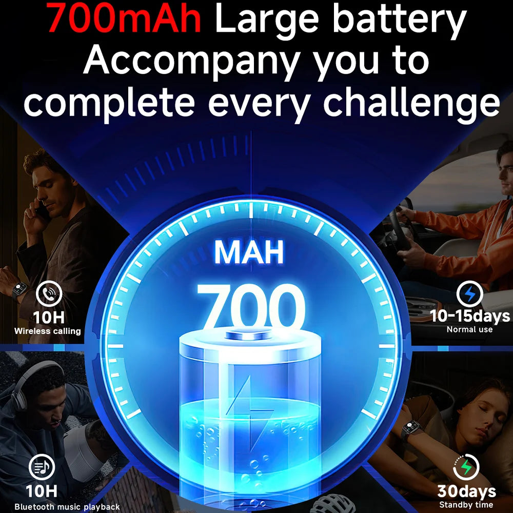 Sports Smartwatch 700mAh Battery Fitness Tracker 3ATM Waterproof