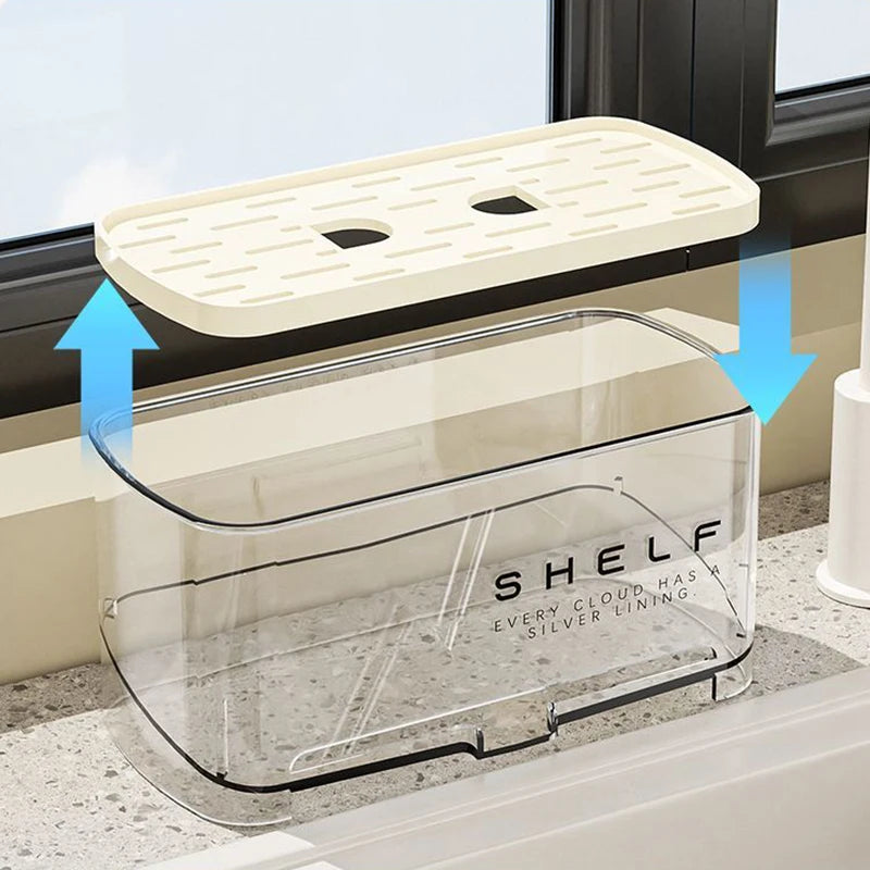 Kitchen Sink Organizer Drain Rack Self-draining Shelf Sponge Holder