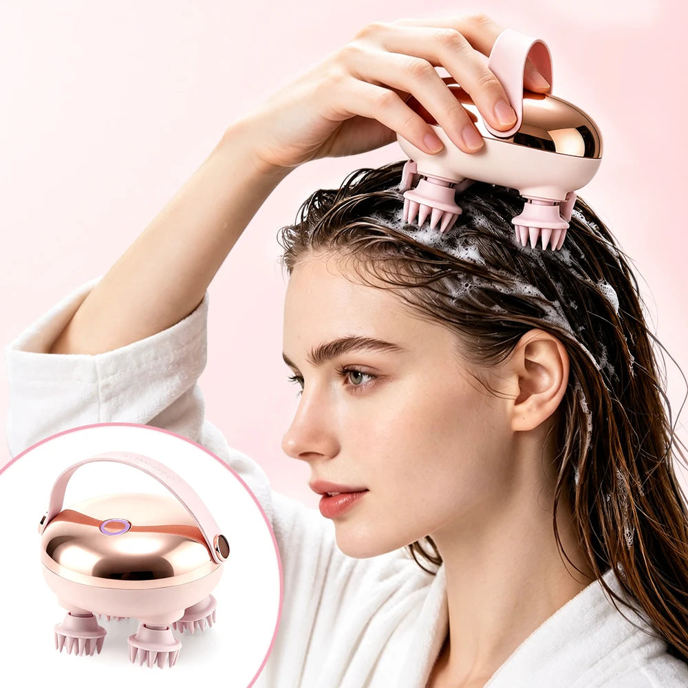 Scalp Massager Electric, 360 Kneading Head Massager Waterproof Wet