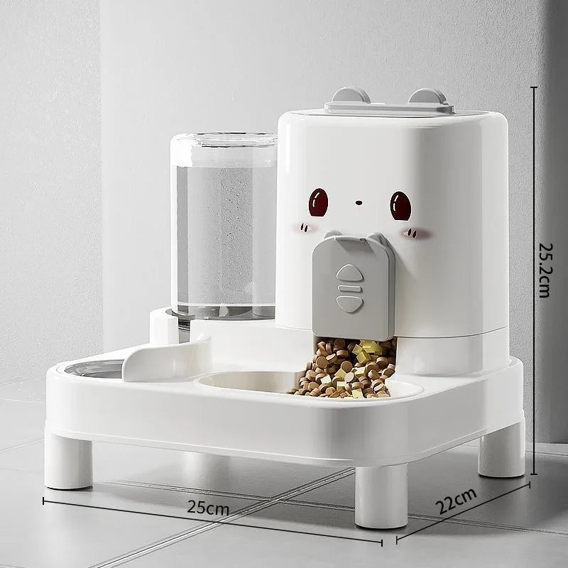 Pet Bowl Automatic Feeder & Water Fountain All-in-One for Cats Dogs