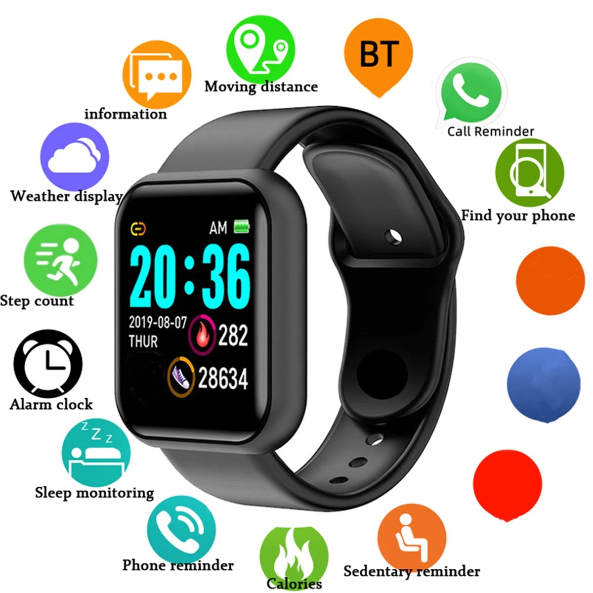 Smart Watch For Women Men Wristwatch Bluetooth Connected Phone Player