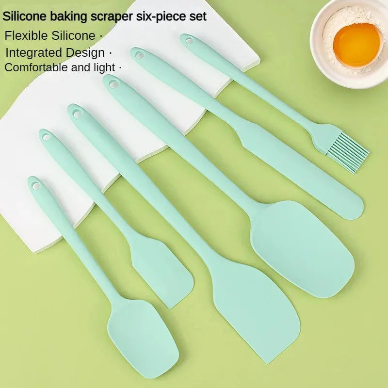 6pc Silicone Spatula set for baking-cake frosting kit with brush