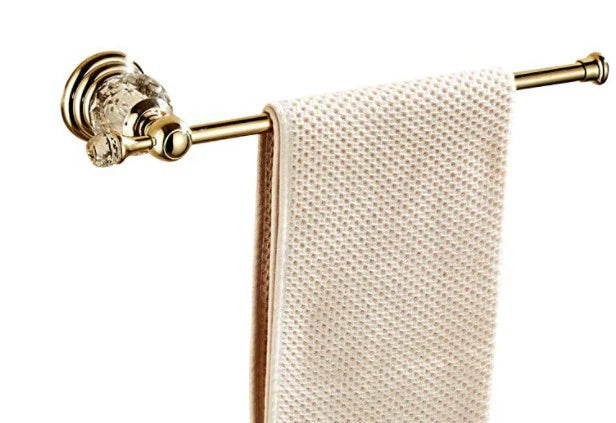 Luxury Crystal Bathroom Accessories Set Gold Polished Brass Bath
