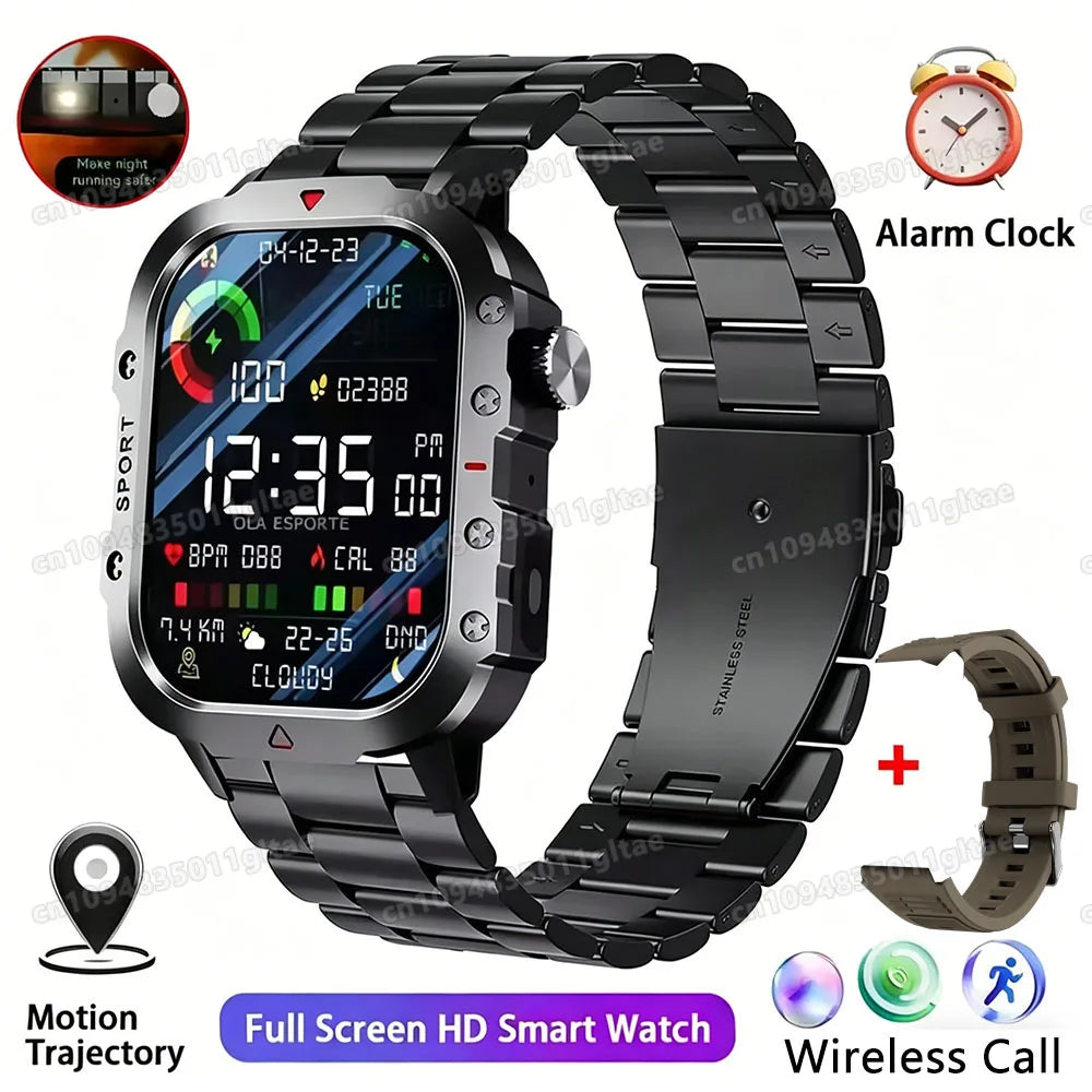 2026 New Military Smart Watch Men 3ATM Outdoor Sports Fitness Tracker Blood Pressure Health Monitor BT Calls GPS Smartwatch HT30