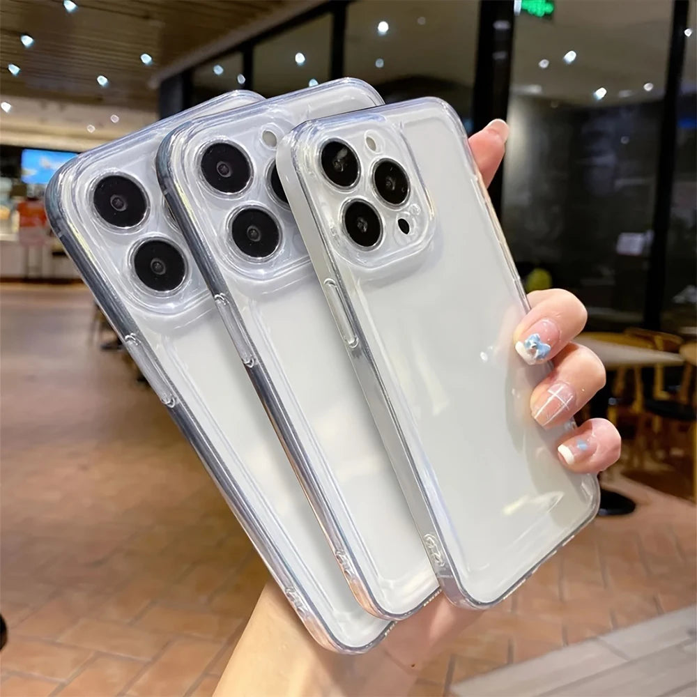 3pcs Luxury Shockproof Transparent Phone Case Set for iPhone 18 17 16