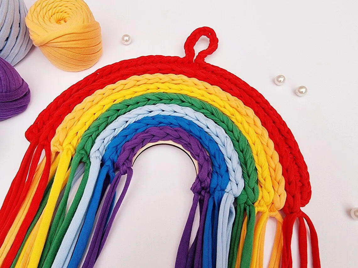 10pcs DIY Rainbow Wooden Base for Crochet Wall Decor Home Decoration