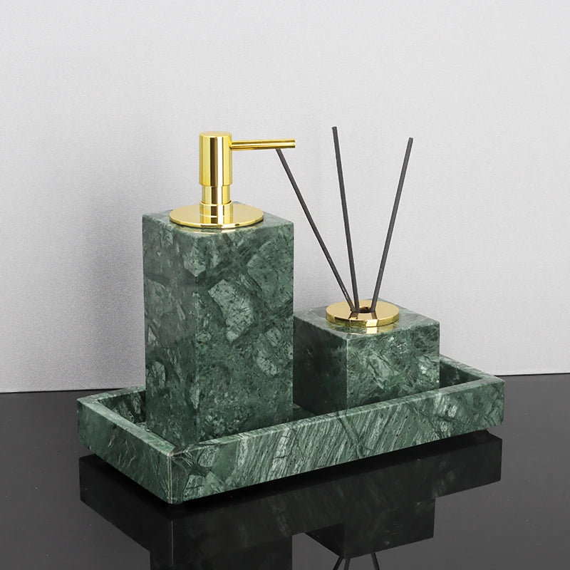 Indian Green Natural Marble Bathroom Accessories Retro Soap Dispenser