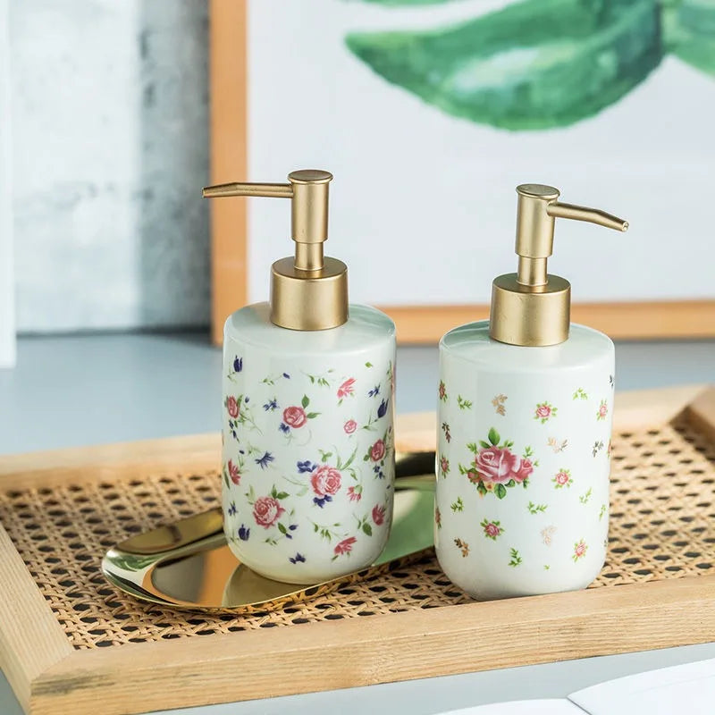 Creative Rose Shower Gel Divided Bottled Press-on Ceramic Hand