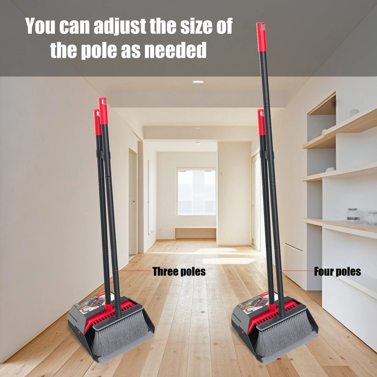 Household Broom and Dustpan Set - Combination Sweeping Tool with Long