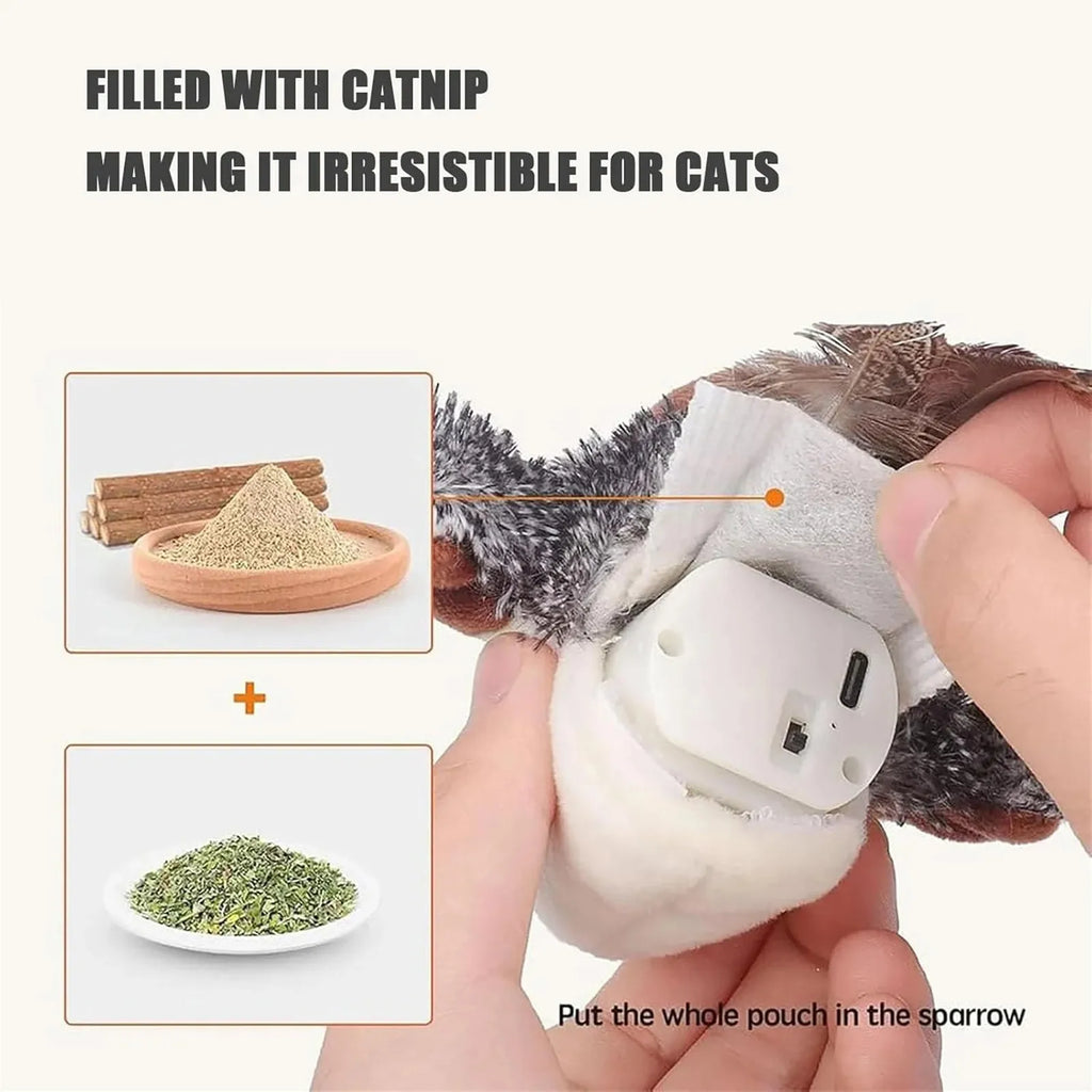 Interactive Cat Toys Flying Bird Cat Toy Flapping Wings Sparrow Toys