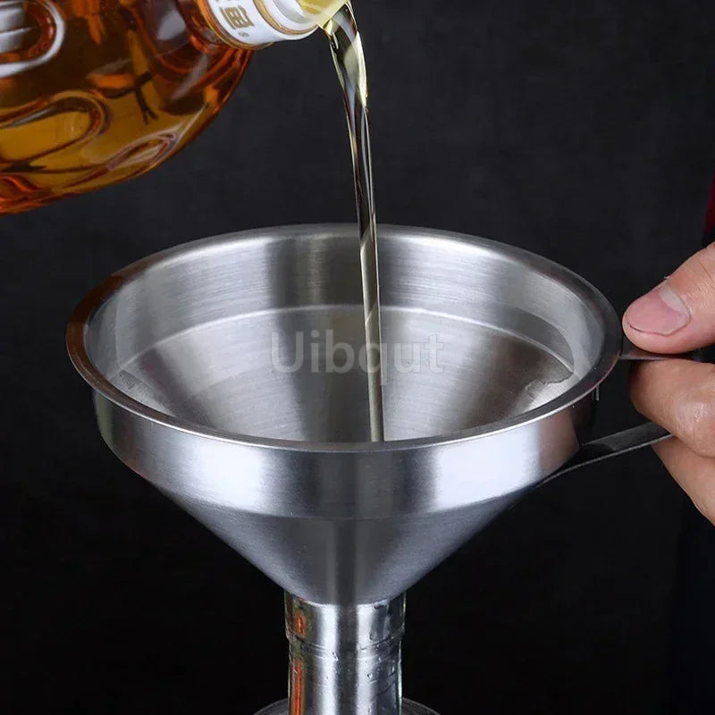 304 Stainless Steel Funnel Metal Wide Mouth Funnel With Strainer Mesh