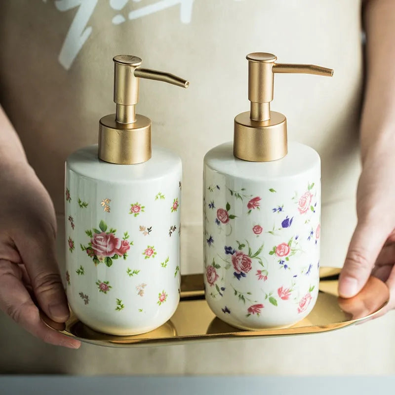Creative Rose Shower Gel Divided Bottled Press-on Ceramic Hand