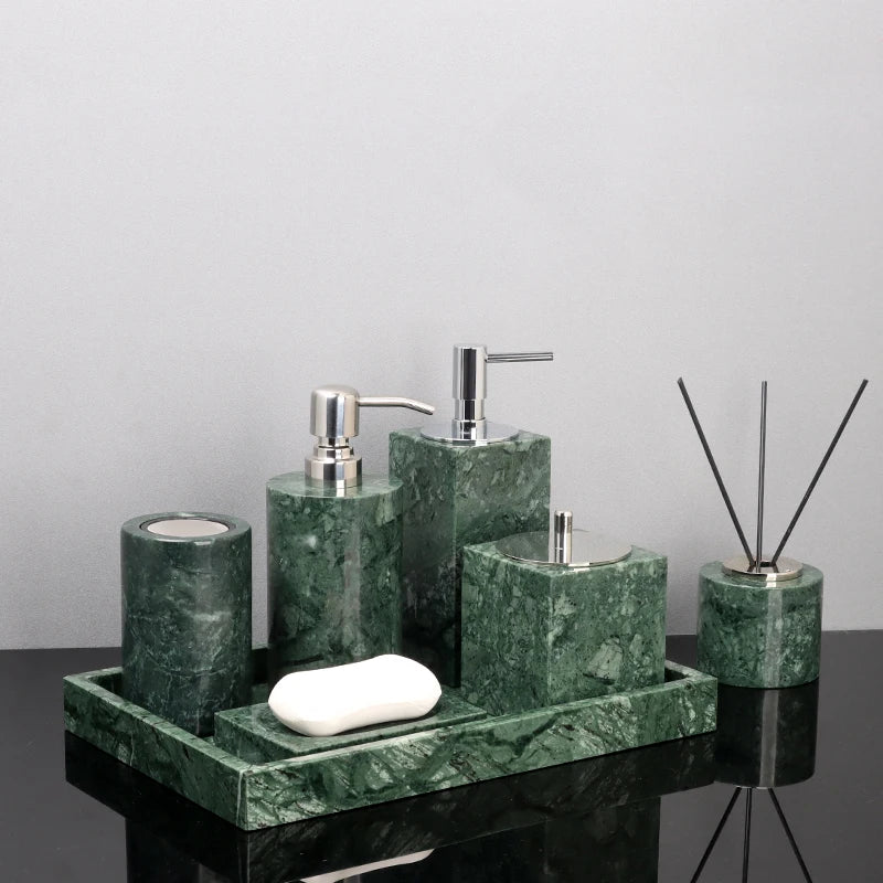 Indian Green Natural Marble Bathroom Accessories Retro Soap Dispenser