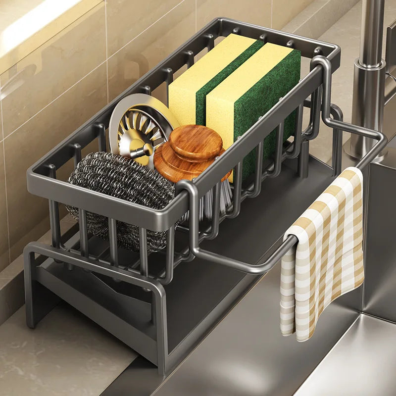 Kitchen Spice Storage Shelf with Drainage Rack, Installation Sink
