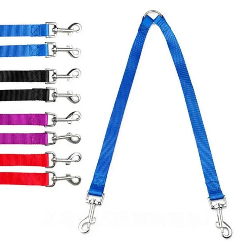 Two Dogs Leash Strong Nylon Coupler Double Twin Lead Walking Leashes