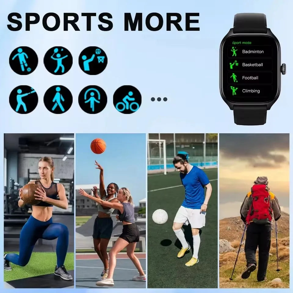 Men's Smart Watch Women's Gift 2.01'' HD Full Touch Screen Sports