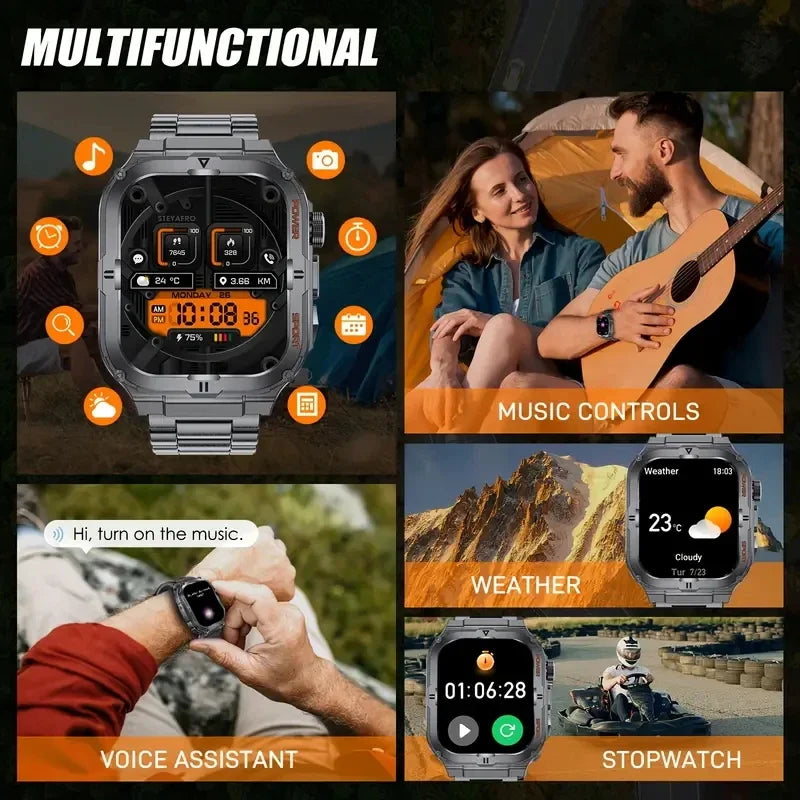 2026 New Men's Outdoor Fitness Smart Watch with Flashlight Multi-Functional Reminder 3D Dynamic Dial Sports Trajectory Tracker