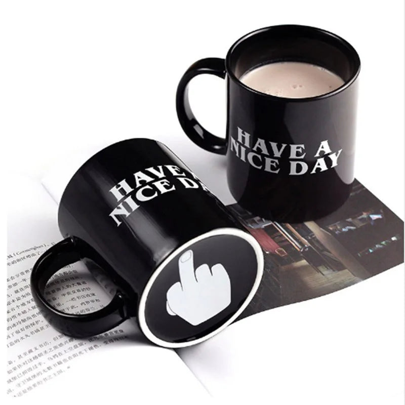 Have a nice day mug middle finger cup, coffee cup breakfast cup