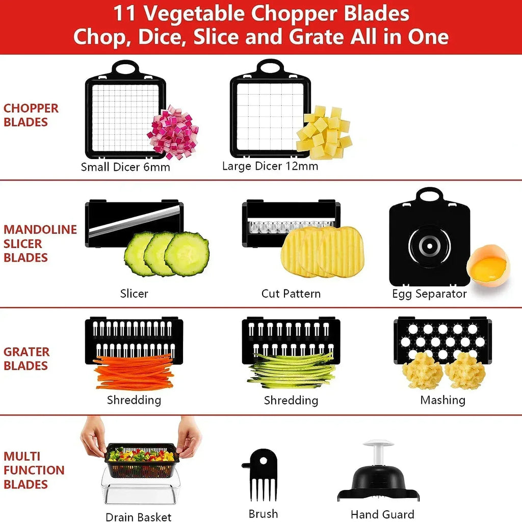 12 in 1 Multifunctional Vegetable Cutter Food Chopper Potato Slicer