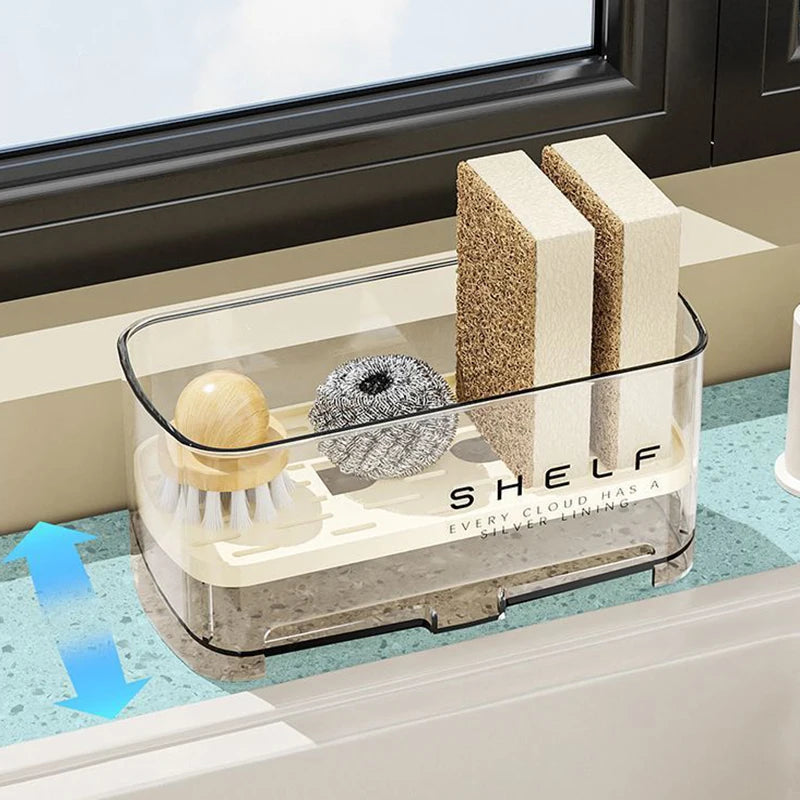 Kitchen Sink Organizer Drain Rack Self-draining Shelf Sponge Holder