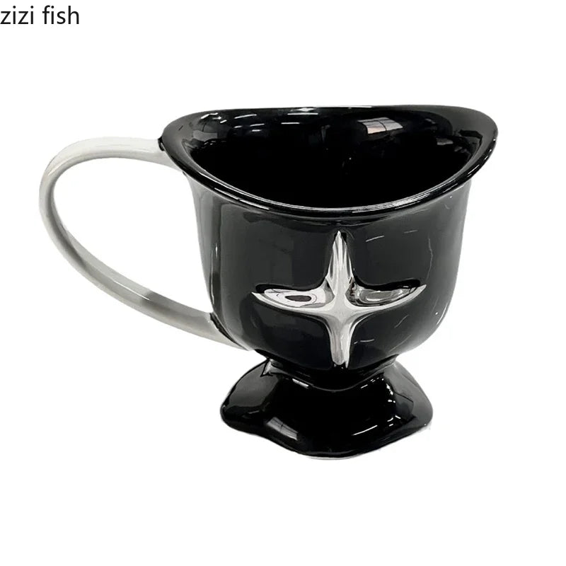 Simple Ceramic Mug Large Handle Coffee Cup Milk Mug Breakfast Cup